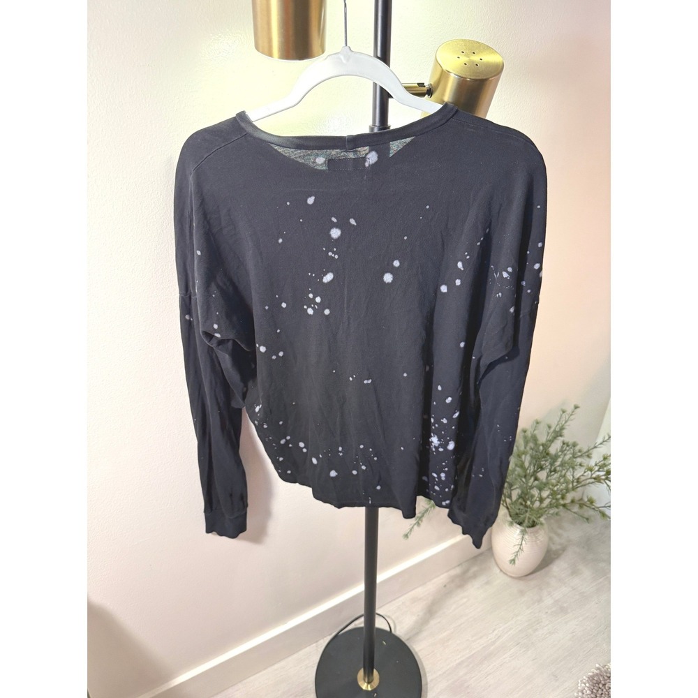 Michael Lauren top designer whitley black‎ splattered grunge indie LG deadstock